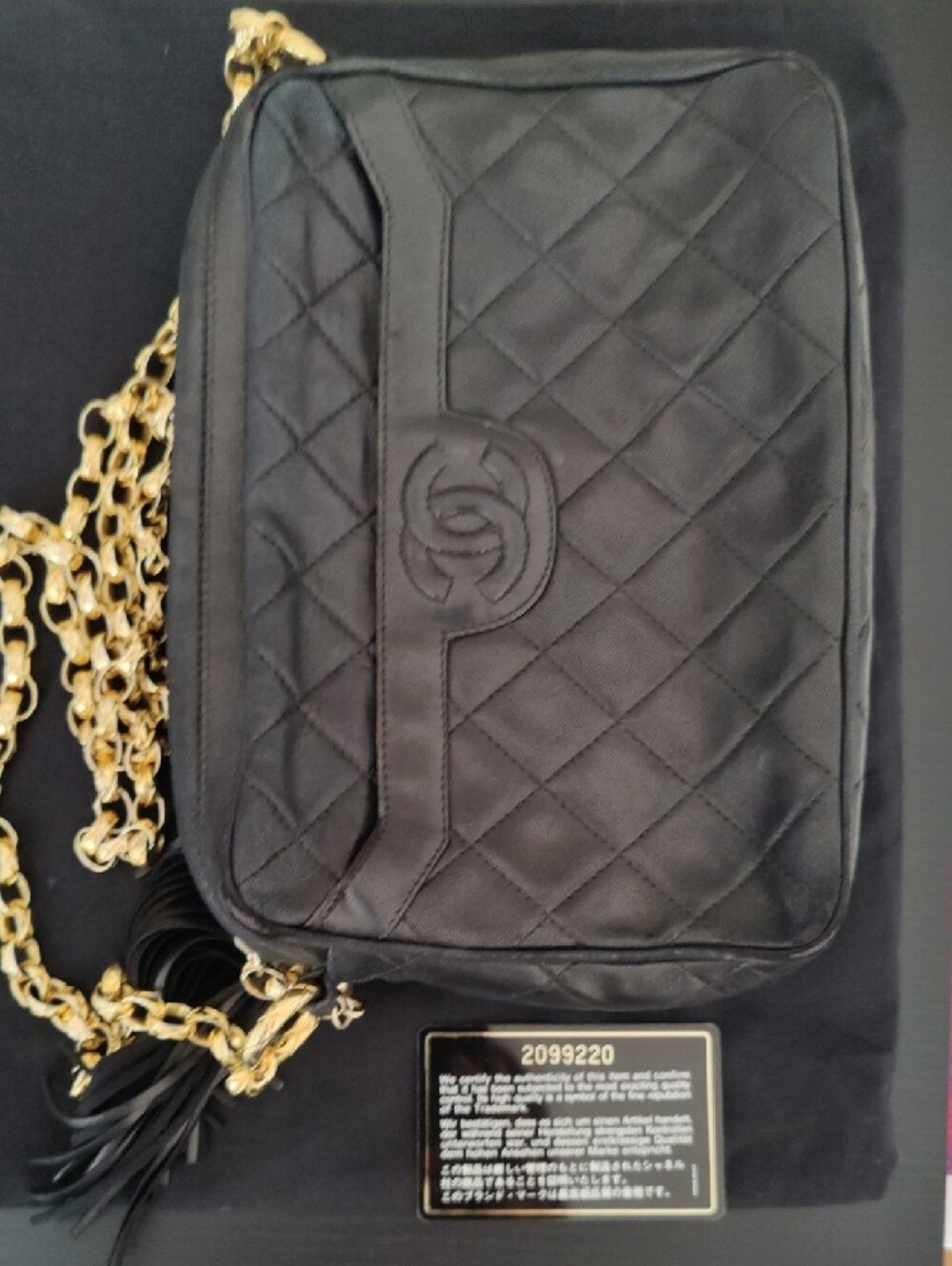 Authentic CHANEL Black Quilted Leather Shoulder Bag with Gold Chain and Tassel - Picture 5 of 12